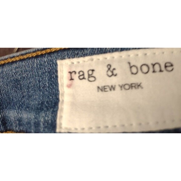 Rag & Bone Womens Size 27 High Rise Ankle Skinny Jeans Levee Blue Frayed Ankle - Picture 13 of 14